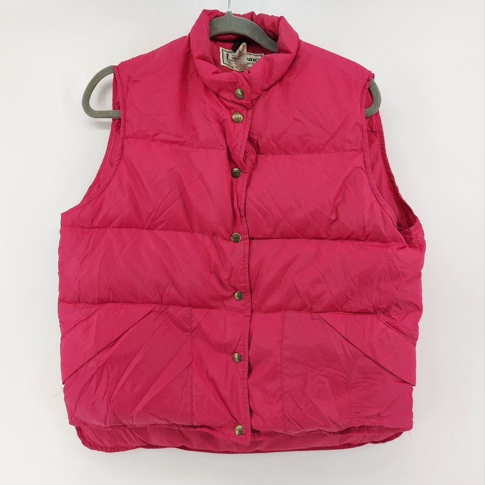 L.L. Bean Pink Goose Down Filled Winter Vest Size Large